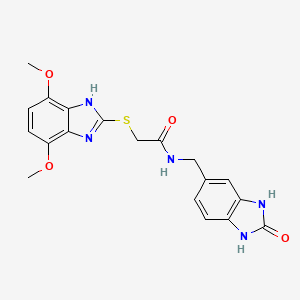 2-[(4,7-dimethoxy-1H-benzimidazol-2-yl)sulfanyl]-N-[(2-oxo-2,3-dihydro-1H-benzimidazol-5-yl)methyl]acetamide