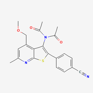 molecular formula C21H19N3O3S B11059091 N-acetyl-N-[2-(4-cyanophenyl)-4-(methoxymethyl)-6-methylthieno[2,3-b]pyridin-3-yl]acetamide 