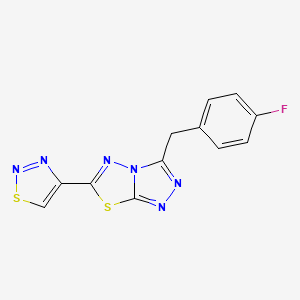 molecular formula C12H7FN6S2 B11059114 3-(4-Fluorobenzyl)-6-(1,2,3-thiadiazol-4-yl)[1,2,4]triazolo[3,4-b][1,3,4]thiadiazole 