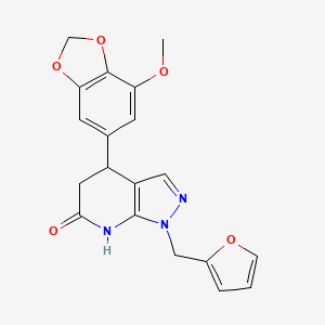 1-(furan-2-ylmethyl)-4-(7-methoxy-1,3-benzodioxol-5-yl)-1,4,5,7-tetrahydro-6H-pyrazolo[3,4-b]pyridin-6-one