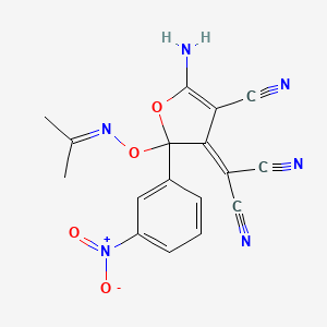 [5-amino-4-cyano-2-(3-nitrophenyl)-2-[(propan-2-ylideneamino)oxy]furan-3(2H)-ylidene]propanedinitrile