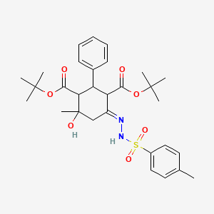 di-tert-butyl (6E)-4-hydroxy-4-methyl-6-{2-[(4-methylphenyl)sulfonyl]hydrazinylidene}-2-phenylcyclohexane-1,3-dicarboxylate