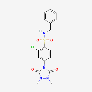 N-benzyl-2-chloro-4-(1,2-dimethyl-3,5-dioxo-1,2,4-triazolidin-4-yl)benzenesulfonamide