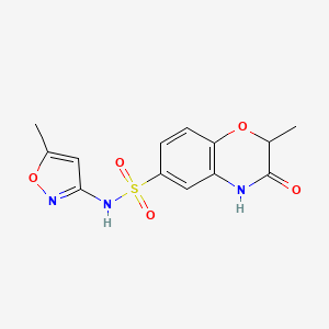 molecular formula C13H13N3O5S B11059284 2-methyl-N-(5-methyl-3-isoxazolyl)-3-oxo-3,4-dihydro-2H-1,4-benzoxazine-6-sulfonamide 