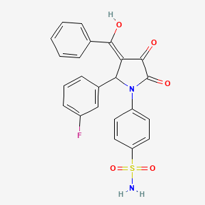 molecular formula C23H17FN2O5S B11059316 4-[2-(3-fluorophenyl)-4-hydroxy-5-oxo-3-(phenylcarbonyl)-2,5-dihydro-1H-pyrrol-1-yl]benzenesulfonamide 