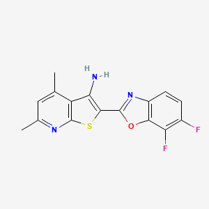 molecular formula C16H11F2N3OS B11059328 2-(6,7-Difluoro-1,3-benzoxazol-2-yl)-4,6-dimethylthieno[2,3-b]pyridin-3-amine 