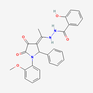 molecular formula C26H23N3O5 B11059351 2-Hydroxy-N'~1~-{(Z)-1-[4-hydroxy-1-(2-methoxyphenyl)-5-oxo-2-phenyl-2,5-dihydro-1H-pyrrol-3-YL]ethylidene}benzohydrazide 