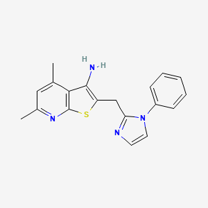 molecular formula C19H18N4S B11059359 4,6-dimethyl-2-[(1-phenyl-1H-imidazol-2-yl)methyl]thieno[2,3-b]pyridin-3-amine 