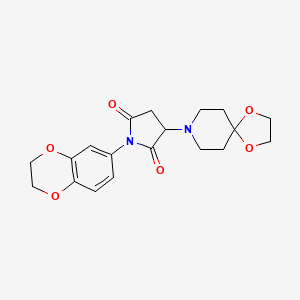 molecular formula C19H22N2O6 B11059370 1-(2,3-Dihydro-1,4-benzodioxin-6-yl)-3-(1,4-dioxa-8-azaspiro[4.5]dec-8-yl)pyrrolidine-2,5-dione 