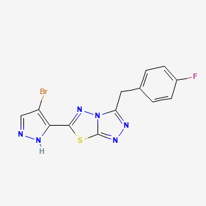 molecular formula C13H8BrFN6S B11059403 6-(4-bromo-1H-pyrazol-3-yl)-3-(4-fluorobenzyl)[1,2,4]triazolo[3,4-b][1,3,4]thiadiazole 