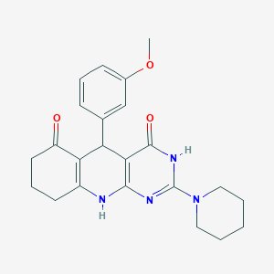 5-(3-methoxyphenyl)-2-(piperidin-1-yl)-5,8,9,10-tetrahydropyrimido[4,5-b]quinoline-4,6(3H,7H)-dione