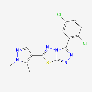 molecular formula C14H10Cl2N6S B11059425 3-(2,5-dichlorophenyl)-6-(1,5-dimethyl-1H-pyrazol-4-yl)[1,2,4]triazolo[3,4-b][1,3,4]thiadiazole 