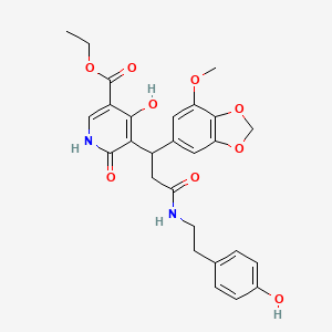 Ethyl 4-hydroxy-5-[3-{[2-(4-hydroxyphenyl)ethyl]amino}-1-(7-methoxy-1,3-benzodioxol-5-yl)-3-oxopropyl]-6-oxo-1,6-dihydropyridine-3-carboxylate