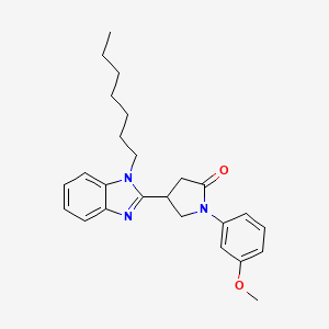 molecular formula C25H31N3O2 B11059497 4-(1-heptyl-1H-benzimidazol-2-yl)-1-(3-methoxyphenyl)pyrrolidin-2-one 