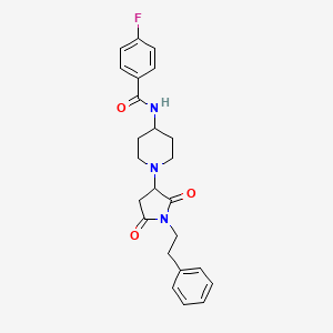 N-{1-[2,5-dioxo-1-(2-phenylethyl)pyrrolidin-3-yl]piperidin-4-yl}-4-fluorobenzamide