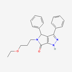 molecular formula C22H23N3O2 B11059547 5-(3-ethoxypropyl)-3,4-diphenyl-4,5-dihydropyrrolo[3,4-c]pyrazol-6(1H)-one 