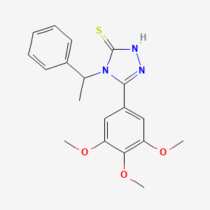 molecular formula C19H21N3O3S B11059573 4-(1-Phenyl-ethyl)-5-(3,4,5-trimethoxy-phenyl)-4H-[1,2,4]triazole-3-thiol 