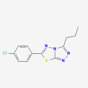 molecular formula C12H11ClN4S B11059577 6-(4-Chlorophenyl)-3-propyl[1,2,4]triazolo[3,4-b][1,3,4]thiadiazole 