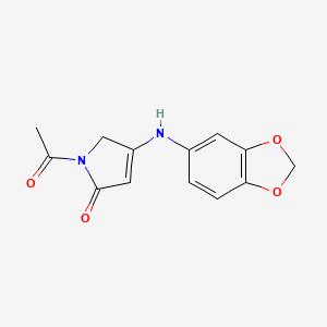 molecular formula C13H12N2O4 B11059616 1-acetyl-4-(1,3-benzodioxol-5-ylamino)-1,5-dihydro-2H-pyrrol-2-one 