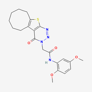 molecular formula C21H24N4O4S B11059632 N-(2,5-dimethoxyphenyl)-2-(4-oxo-5,6,7,8,9,10-hexahydrocycloocta[4,5]thieno[2,3-d][1,2,3]triazin-3(4H)-yl)acetamide 