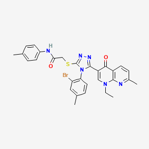 2-{[4-(2-bromo-4-methylphenyl)-5-(1-ethyl-7-methyl-4-oxo-1,4-dihydro-1,8-naphthyridin-3-yl)-4H-1,2,4-triazol-3-yl]sulfanyl}-N-(4-methylphenyl)acetamide