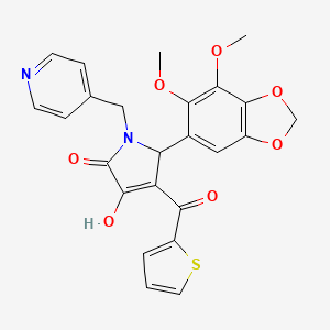 molecular formula C24H20N2O7S B11059686 5-(6,7-dimethoxy-1,3-benzodioxol-5-yl)-3-hydroxy-1-(pyridin-4-ylmethyl)-4-(thiophen-2-ylcarbonyl)-1,5-dihydro-2H-pyrrol-2-one 