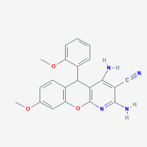 molecular formula C21H18N4O3 B11059689 2,4-Diamino-8-methoxy-5-(2-methoxyphenyl)-5H-chromeno[2,3-B]pyridine-3-carbonitrile 