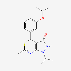 molecular formula C18H23N3O2S B11059711 6-methyl-1-(propan-2-yl)-4-[3-(propan-2-yloxy)phenyl]-1,4-dihydropyrazolo[3,4-d][1,3]thiazin-3(2H)-one 