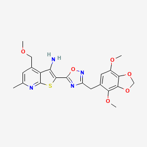 2-{3-[(4,7-Dimethoxy-1,3-benzodioxol-5-yl)methyl]-1,2,4-oxadiazol-5-yl}-4-(methoxymethyl)-6-methylthieno[2,3-b]pyridin-3-amine