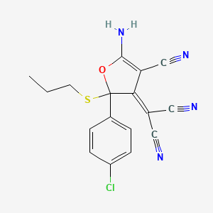 [5-Amino-2-(4-chlorophenyl)-4-cyano-2-(propylsulfanyl)-3(2H)-furanyliden](cyano)methyl cyanide