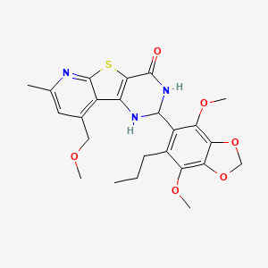 4-(4,7-dimethoxy-6-propyl-1,3-benzodioxol-5-yl)-13-(methoxymethyl)-11-methyl-8-thia-3,5,10-triazatricyclo[7.4.0.02,7]trideca-1(13),2(7),9,11-tetraen-6-one