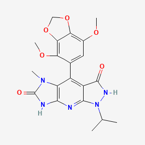 4-(4,7-Dimethoxy-1,3-benzodioxol-5-YL)-1-isopropyl-5-methyl-1,2,5,7-tetrahydroimidazo[4,5-B]pyrazolo[4,3-E]pyridine-3,6-dione