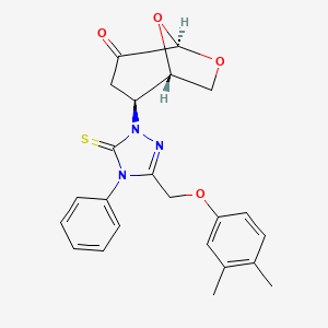 molecular formula C23H23N3O4S B11059857 (1S,2S,5R)-2-{3-[(3,4-Dimethylphenoxy)methyl]-4-phenyl-5-thioxo-4,5-dihydro-1H-1,2,4-triazol-1-YL}-6,8-dioxabicyclo[3.2.1]octan-4-one 