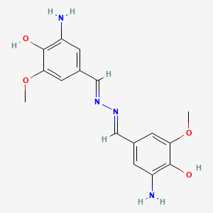 molecular formula C16H18N4O4 B11059892 4,4'-[(1E,2E)-hydrazine-1,2-diylidenedi(E)methylylidene]bis(2-amino-6-methoxyphenol) 