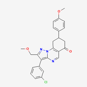 molecular formula C25H22ClN3O3 B11059935 3-(3-chlorophenyl)-2-(methoxymethyl)-8-(4-methoxyphenyl)-8,9-dihydropyrazolo[1,5-a]quinazolin-6(7H)-one 