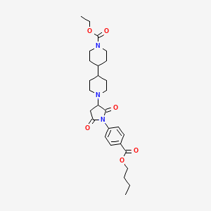 molecular formula C28H39N3O6 B11059939 Ethyl 1'-{1-[4-(butoxycarbonyl)phenyl]-2,5-dioxo-3-pyrrolidinyl}-4,4'-bipiperidine-1-carboxylate 