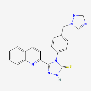 molecular formula C20H15N7S B11059970 5-(quinolin-2-yl)-4-[4-(1H-1,2,4-triazol-1-ylmethyl)phenyl]-4H-1,2,4-triazole-3-thiol 