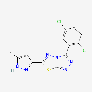 molecular formula C13H8Cl2N6S B11059980 3-(2,5-dichlorophenyl)-6-(5-methyl-1H-pyrazol-3-yl)[1,2,4]triazolo[3,4-b][1,3,4]thiadiazole 