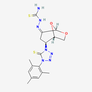 molecular formula C17H21N7O2S2 B11059987 (2Z)-2-{(1S,2S,5R)-2-[5-thioxo-4-(2,4,6-trimethylphenyl)-4,5-dihydro-1H-tetrazol-1-yl]-6,8-dioxabicyclo[3.2.1]oct-4-ylidene}hydrazinecarbothioamide (non-preferred name) 