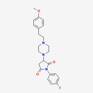 molecular formula C23H26FN3O3 B11059998 1-(4-Fluorophenyl)-3-{4-[2-(4-methoxyphenyl)ethyl]piperazin-1-yl}pyrrolidine-2,5-dione 