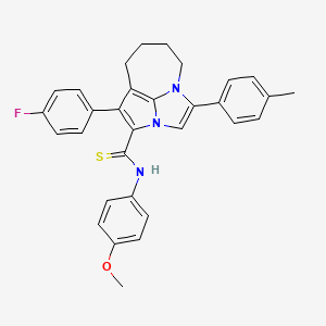 molecular formula C31H28FN3OS B11060006 1-(4-fluorophenyl)-N-(4-methoxyphenyl)-4-(4-methylphenyl)-5,6,7,8-tetrahydro-2a,4a-diazacyclopenta[cd]azulene-2-carbothioamide 