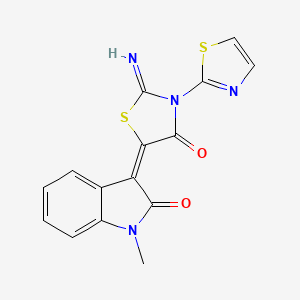 (3E)-3-[2-imino-4-oxo-3-(1,3-thiazol-2-yl)-1,3-thiazolidin-5-ylidene]-1-methyl-1,3-dihydro-2H-indol-2-one