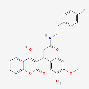 molecular formula C27H24FNO6 B11060022 N-[2-(4-fluorophenyl)ethyl]-3-(3-hydroxy-4-methoxyphenyl)-3-(4-hydroxy-2-oxo-2H-chromen-3-yl)propanamide 