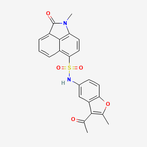 molecular formula C23H18N2O5S B11060051 N-(3-acetyl-2-methyl-1-benzofuran-5-yl)-1-methyl-2-oxo-1,2-dihydrobenzo[cd]indole-6-sulfonamide 