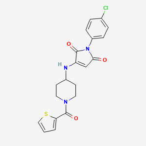 molecular formula C20H18ClN3O3S B11060058 1-(4-chlorophenyl)-3-{[1-(thiophen-2-ylcarbonyl)piperidin-4-yl]amino}-1H-pyrrole-2,5-dione 