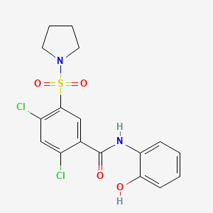 2,4-dichloro-N-(2-hydroxyphenyl)-5-(pyrrolidin-1-ylsulfonyl)benzamide