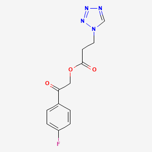 molecular formula C12H11FN4O3 B11060084 1H-1,2,3,4-Tetrazole-1-propanoic acid, 2-(4-fluorophenyl)-2-oxoethyl ester 