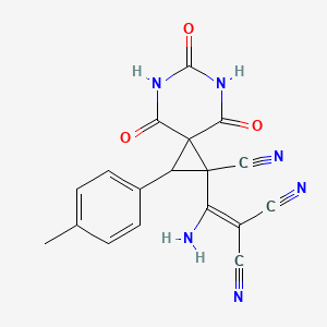 {Amino[1-cyano-2-(4-methylphenyl)-4,6,8-trioxo-5,7-diazaspiro[2.5]oct-1-yl]methylidene}propanedinitrile