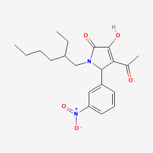 molecular formula C20H26N2O5 B11060128 4-acetyl-1-(2-ethylhexyl)-3-hydroxy-5-(3-nitrophenyl)-1,5-dihydro-2H-pyrrol-2-one 