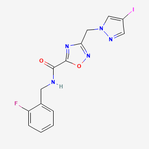 N-(2-fluorobenzyl)-3-[(4-iodo-1H-pyrazol-1-yl)methyl]-1,2,4-oxadiazole-5-carboxamide